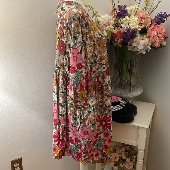 NATURAL LIFE Floral Midi Dress - Pink, Yellow, Green - Picture 5 of 7